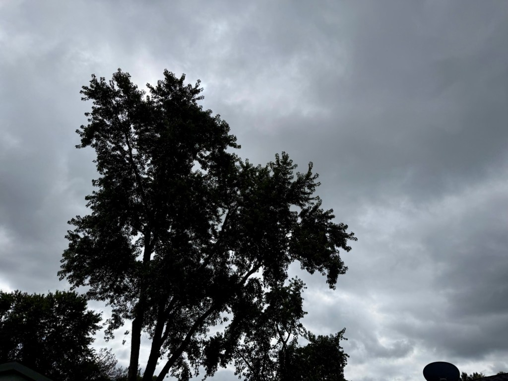 Blue sky and bright white clouds over Independence, Missouri